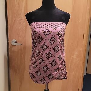 Free people strapless print ruched top sz L